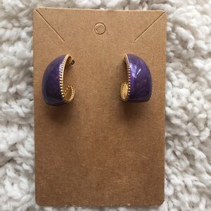 Vintage Purple Hook Designed Earrings